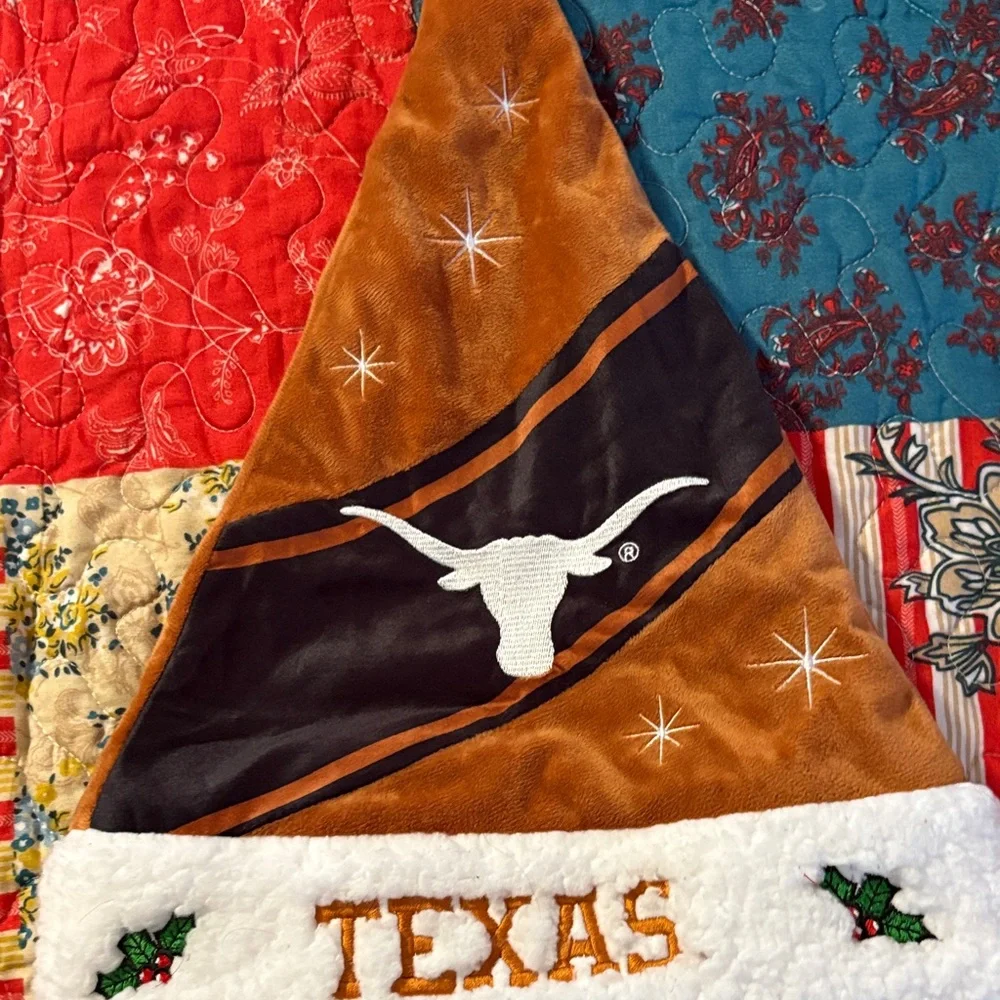 Texas Longhorns Holiday Santa Hat - Brown and White